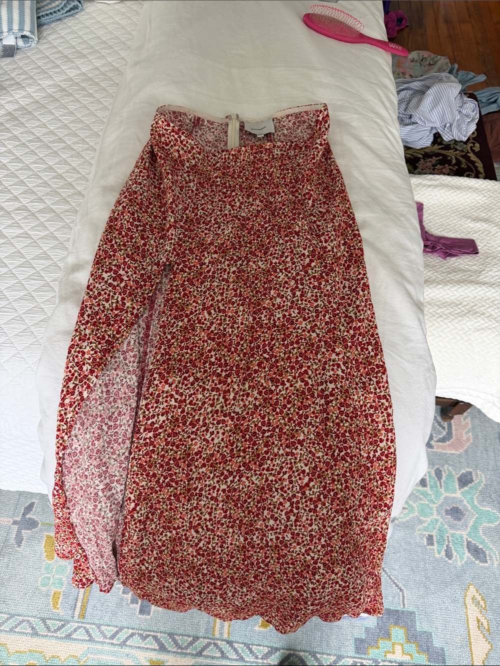 Reformation Red Floral Maxi Skirt